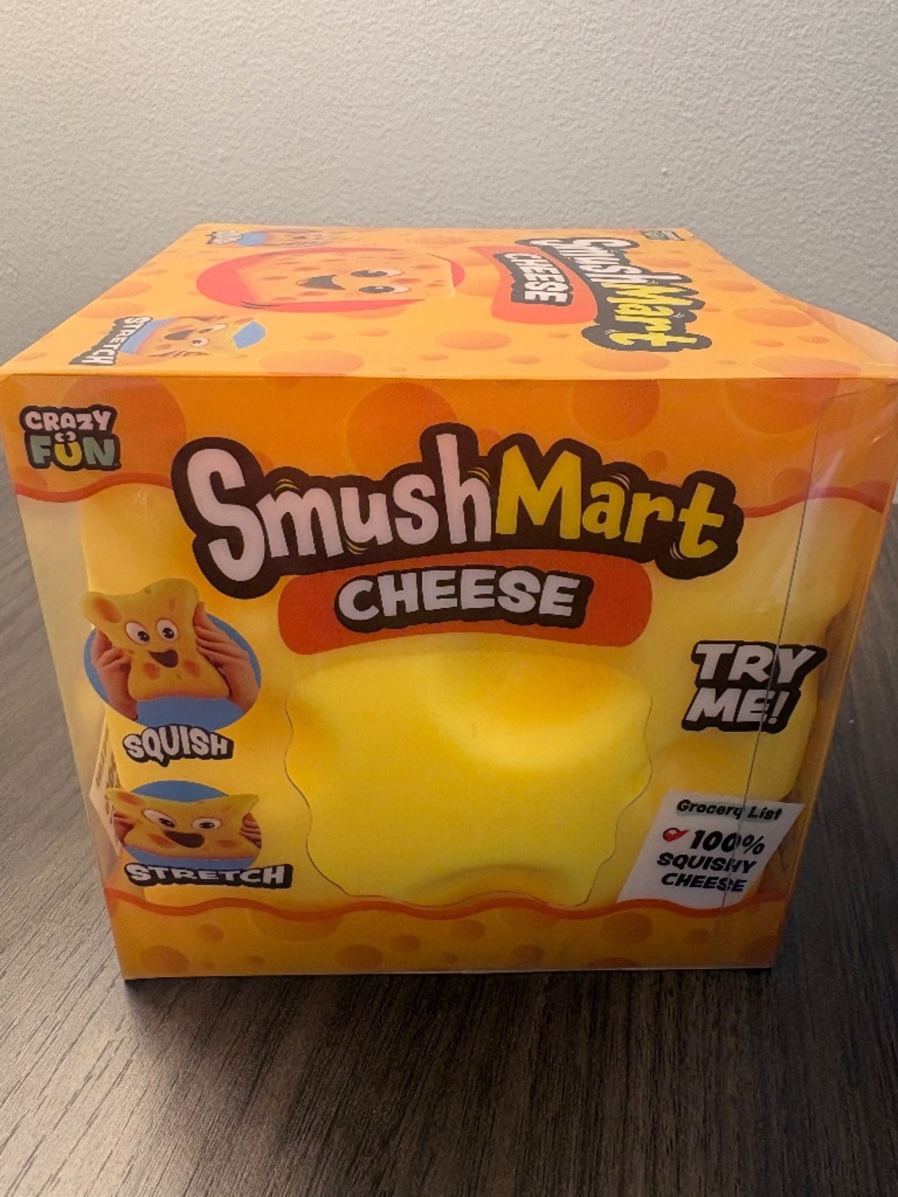 SmushMart Cheese Squishy Toy - Yellow NEW in Box